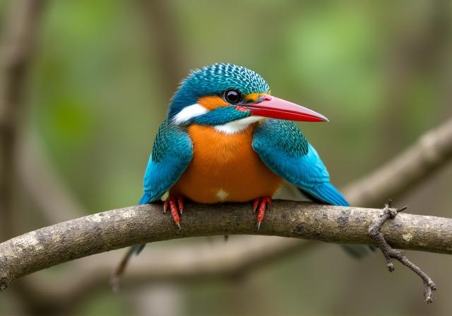 Close up of a Kingfisher in a lush tropical canopy